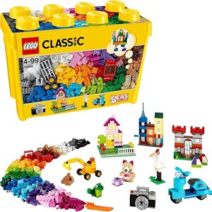 LEGO Large Creative Brick Box Set, Classic Building Toys for 4 Plus Year Old Boys & Girls, Creative Construction Kit with Windows, Doors, Wheels and a Green Baseplate, Gift for Kids 10698